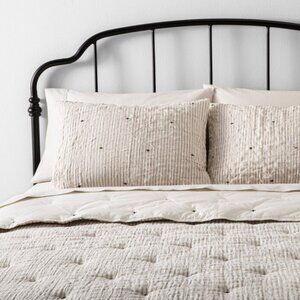 Hearth & Hand 3pc King Stripe and Stitch Embroidery Comforter & Sham